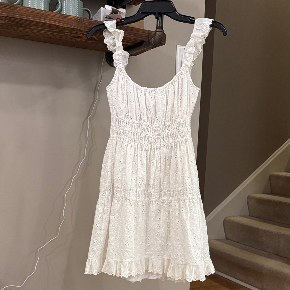 Capulet Anthropologie White Smocked Eyelet Mini Dress XS Gemma Eloise - Picture 10 of 10